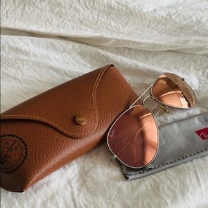 Ray-Ban Pink Mirrored Aviator Sunglasses